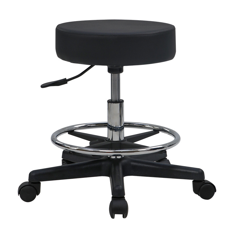 MS-800 Cambodia Factory Custom Black 360 Degree Rotation Portable Round Seat Nylon Base Rolling Stool Swivel Stool Massage Stool