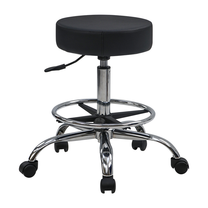 MS-800 Cambodia Factory Custom Black 360 Degree Rotation Portable Round Seat Nylon Base Rolling Stool Swivel Stool Massage Stool