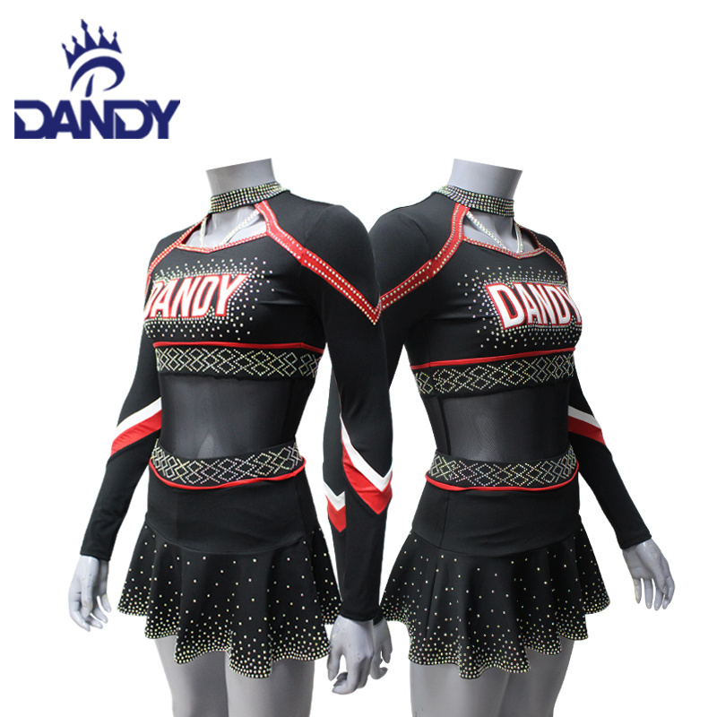 Wholesale custom Youth Girl Summit Cheerleading Uniform Orange And Black Cheerleader Costume For Schools