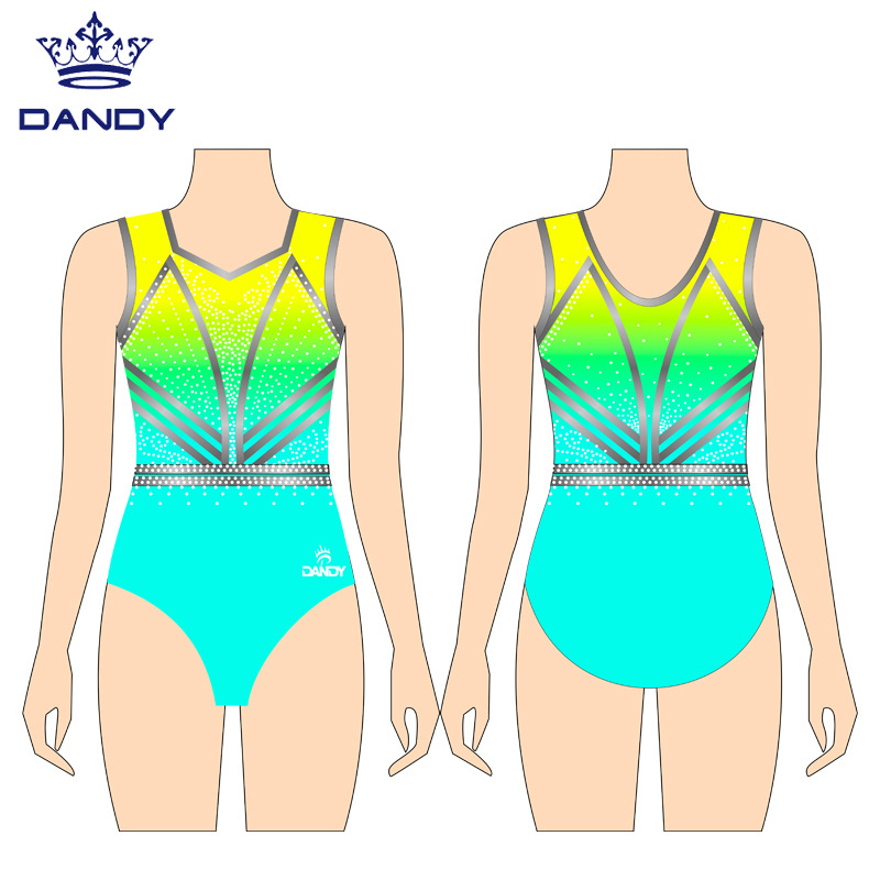 Customized size Rhinestone Competition Gymnastics sleeveless leotard and Gym leotards for girls