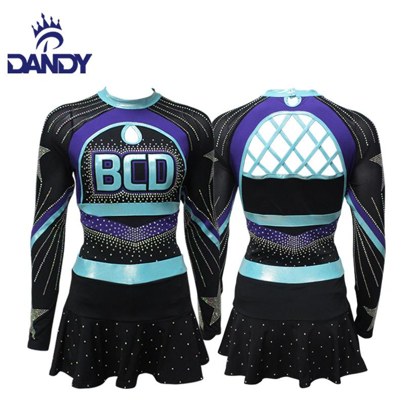 DANDY custom cheerleader uniform for kids youth long sleeve cheerleader uniforms for kids pink cheerleading uniforms