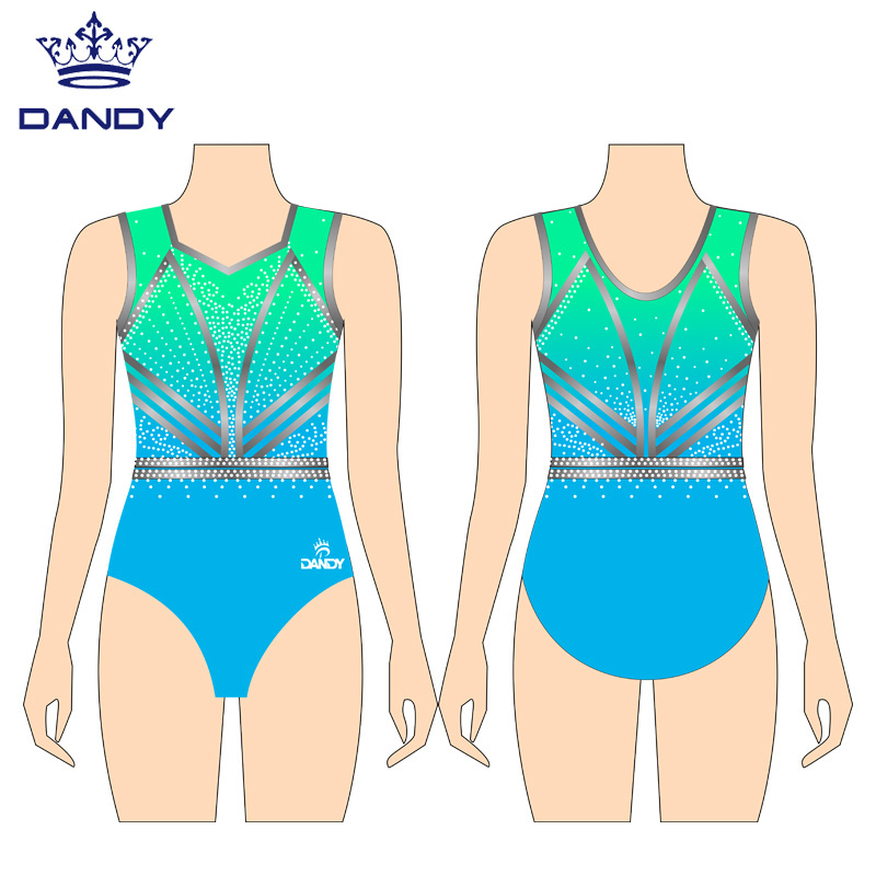 Customized size Rhinestone Competition Gymnastics sleeveless leotard and Gym leotards for girls