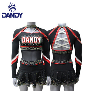 Wholesale custom Youth Girl Summit Cheerleading Uniform Orange And Black Cheerleader Costume For Schools