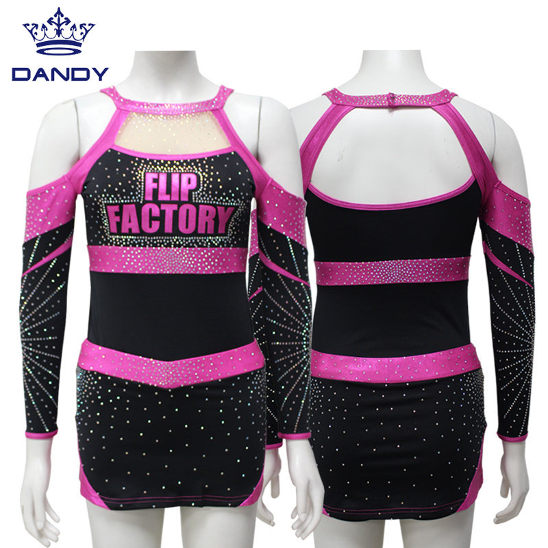 Custom all star sexy high quality competition youth cheer uniforms pink cheerleader costumes