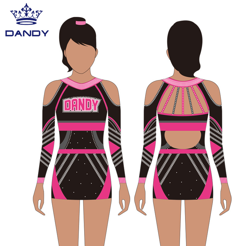 Custom all star sexy high quality competition youth cheer uniforms pink cheerleader costumes