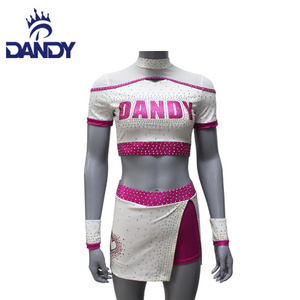 Hot spandex custom design your own uniform cheerleading red and black cheerleading uniforms wholesale