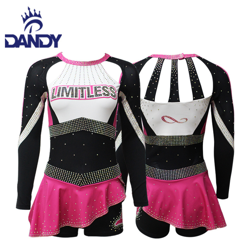 Custom all star sexy high quality competition youth cheer uniforms pink cheerleader costumes