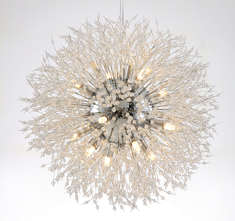 modern LED G9 dandelion branches k9 crystal chrome round ball modern chandelier pendant lamp for kitchen