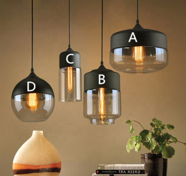 Antique classic industrial glass ball led vintage ceiling lamp interior black meta pendant lights