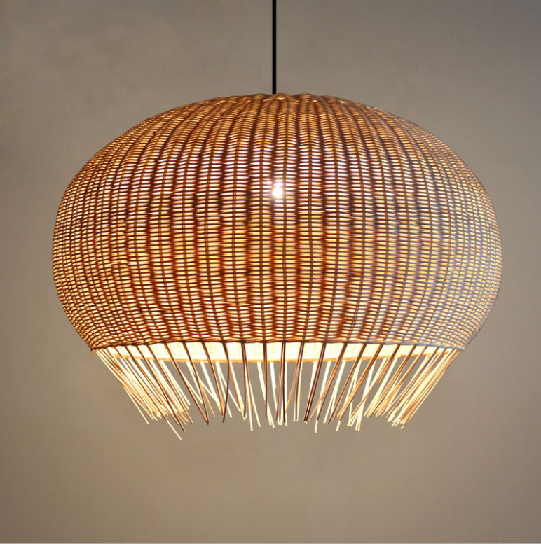 Modern Asia design interior dining room E27 wicker rattan bamboo  hanging pendant lights fixture