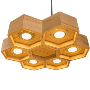 Decorative led honeymoon shape wooden hanging suspension lamp farmhouse pendant ceiling light 6 heads