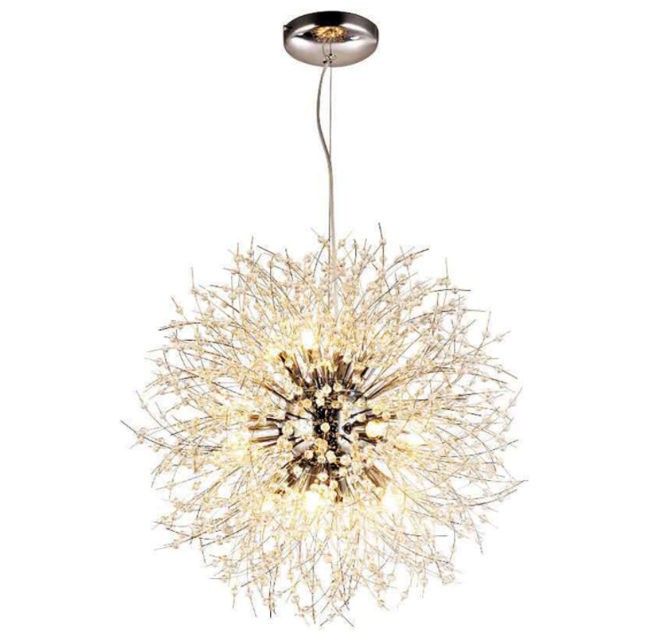 modern LED G9 dandelion branches k9 crystal chrome round ball modern chandelier pendant lamp for kitchen