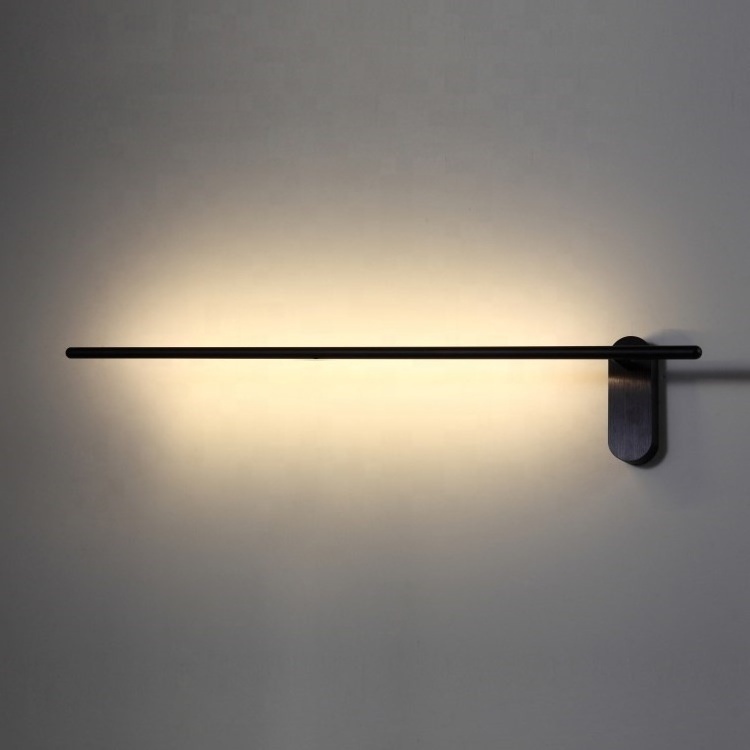 contemporary Wall Mount Linear Slim LED black Wall Light Rotating Indoor Sconce for Bedroom Wall Lamp