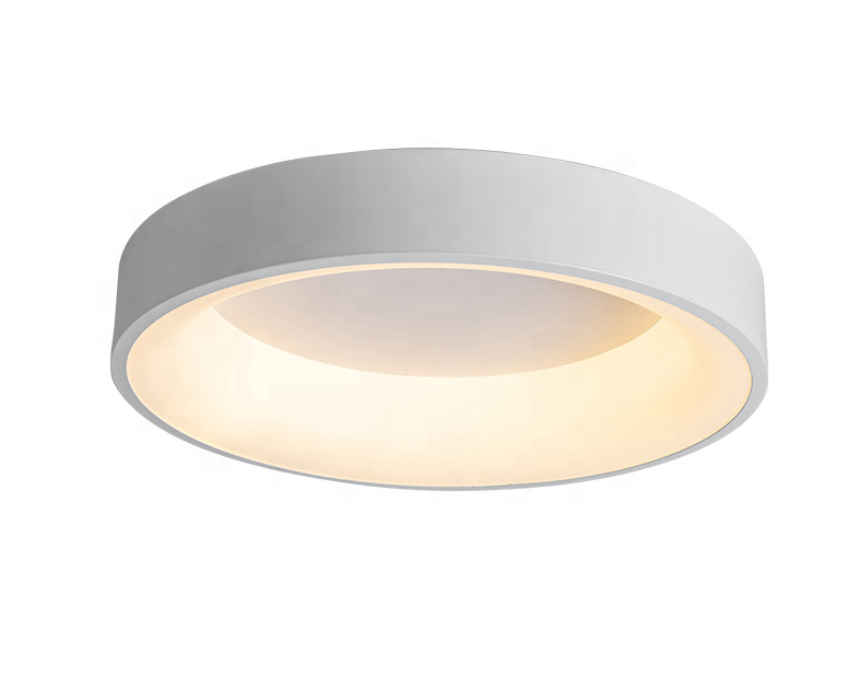 Round modern flush mount ceiling lamp indoor LED 24w white aluminum recessed pendant light