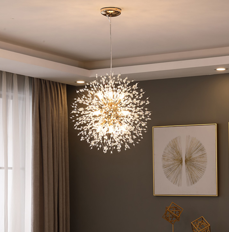 modern LED G9 dandelion branches k9 crystal chrome round ball modern chandelier pendant lamp for kitchen