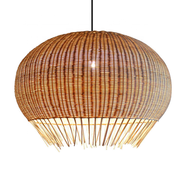 Modern Asia design interior dining room E27 wicker rattan bamboo  hanging pendant lights fixture