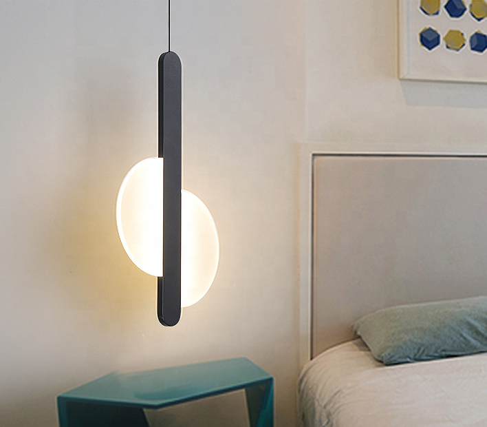 Nordic design acrylic art black metal interior led 10w hanging pendant light for bedroom