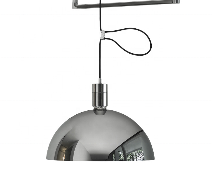 Creative long arm adjustable chrome metal kitchen island hanging pendant lights for living room