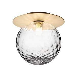 Acrylic lampshade circular pendant light  round E27 copper ceiling lamp for kitchen bar