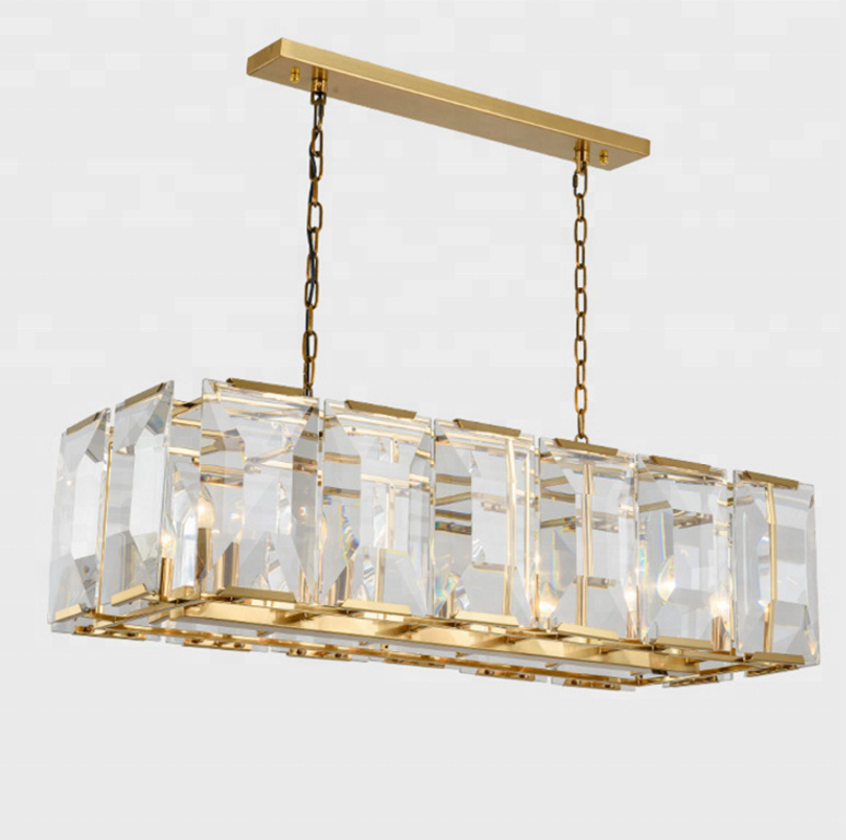 Rectangular K9 crystal ceiling lamp modern italian incandescent luminaire black big chandelier pendant for high ceilings