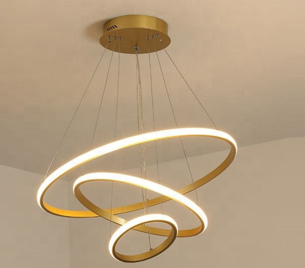 Decoration Living Room Hotel chandelier Modern Gold Circle Line Ring Round Ceiling Pendant Light for hotel hall