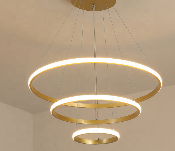 Decoration Living Room Hotel chandelier Modern Gold Circle Line Ring Round Ceiling Pendant Light for hotel hall