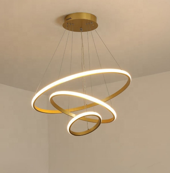 Decoration Living Room Hotel chandelier Modern Gold Circle Line Ring Round Ceiling Pendant Light for hotel hall