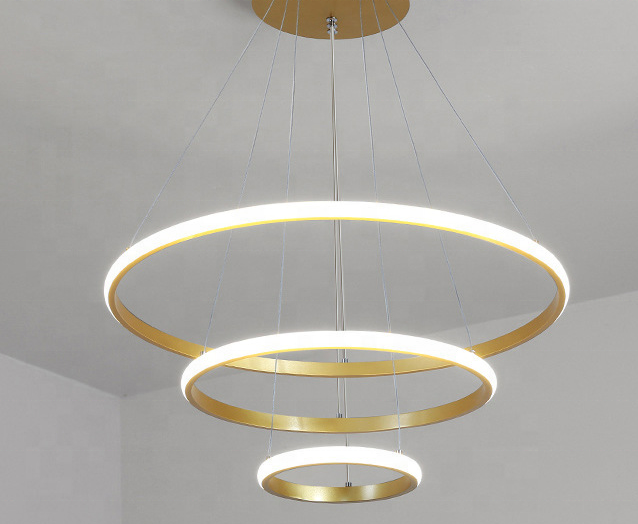 Decoration Living Room Hotel chandelier Modern Gold Circle Line Ring Round Ceiling Pendant Light for hotel hall