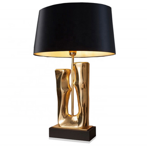 modern fancy portable luminaire desk lighting indoor bedroom black fabric shade metal stand art deco table lamp