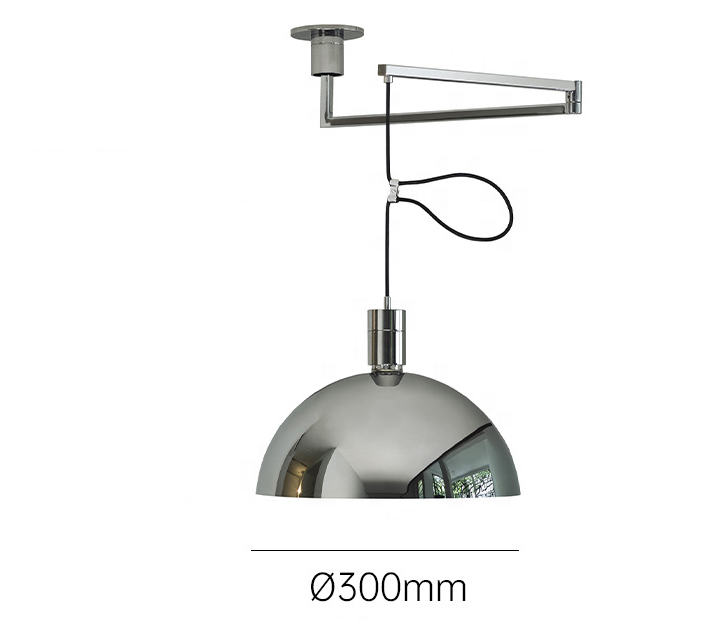 Creative long arm adjustable chrome metal kitchen island hanging pendant lights for living room