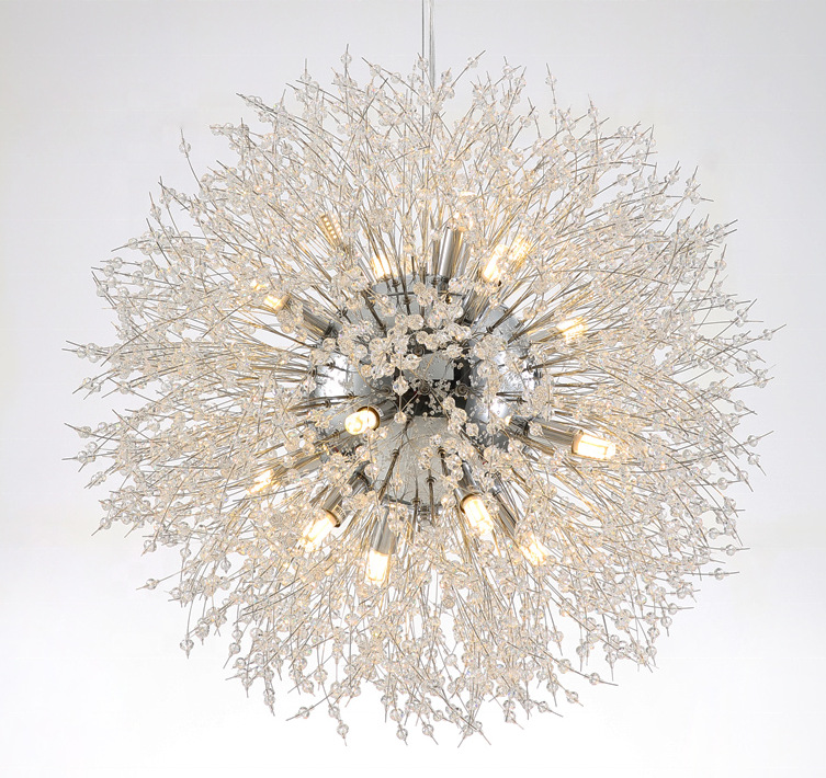 Creative G9 dandelion branches cheap 9k crystal chrome modern chandelier pendant lamp for kitchen