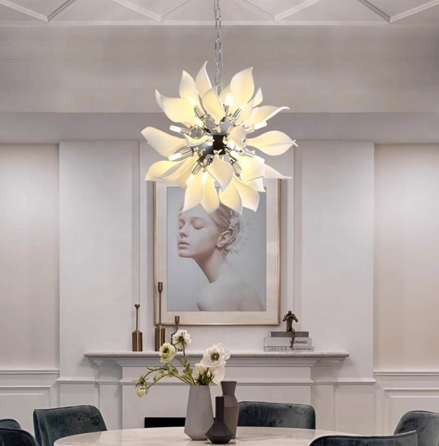 Post modern creative dining room flower chandelier lights  Nordic designer decoration dimming art pendant light