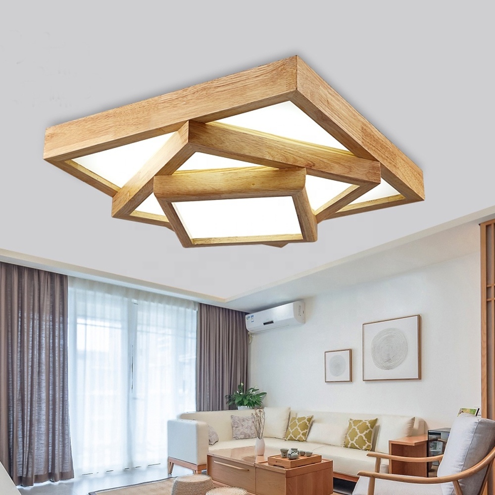 Zhongshan big modern wood acrylic Lamps Led Residential Ceilling Chandelier light fixtures