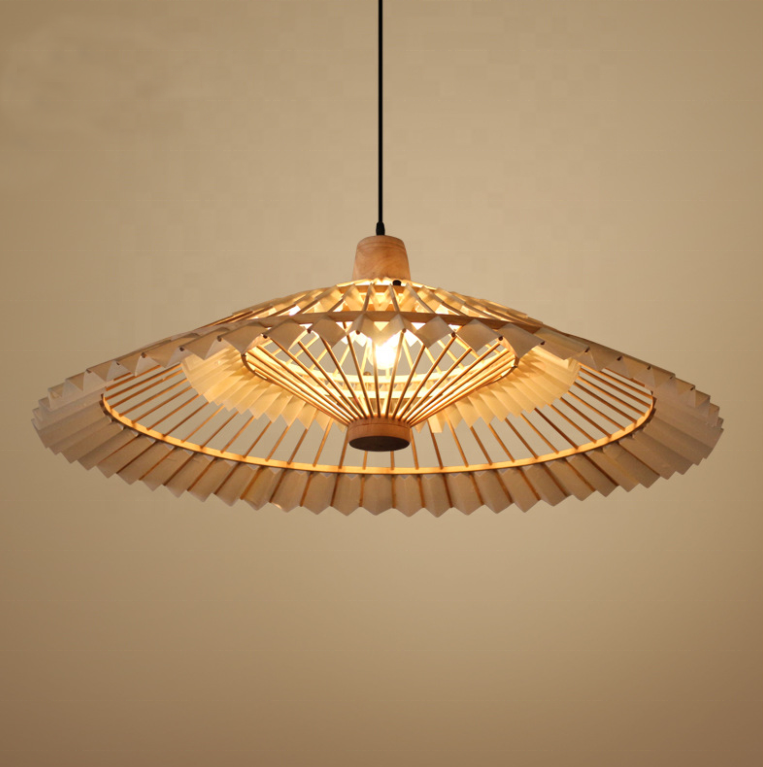 modern circular led rattan shades lamp vietnam handmade lobby hanging umbrella bamboo chandelier pendant light