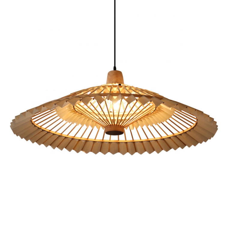 modern circular led rattan shades lamp vietnam handmade lobby hanging umbrella bamboo chandelier pendant light