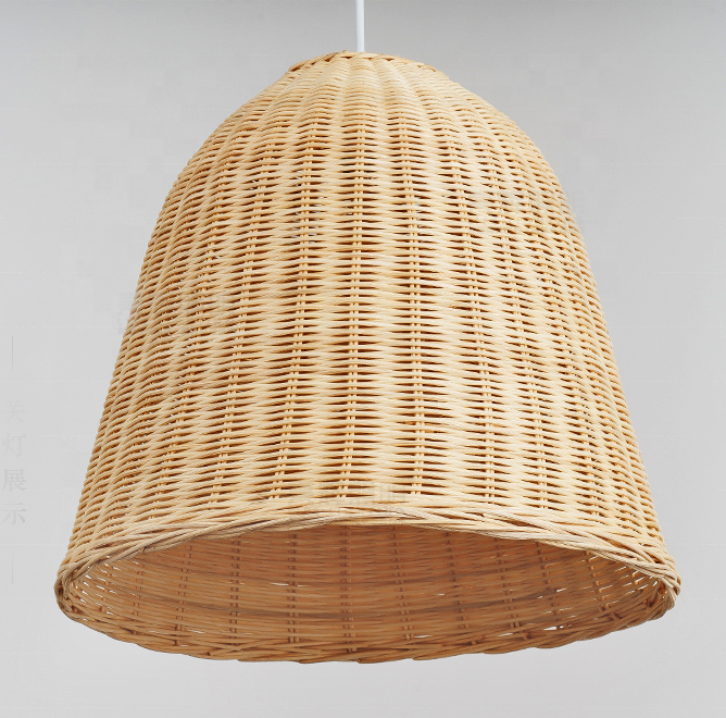 Nordic design hotselling bell rattan dinning room ceiling hanging lamp living room basket weave bamboo pendant light fixtures