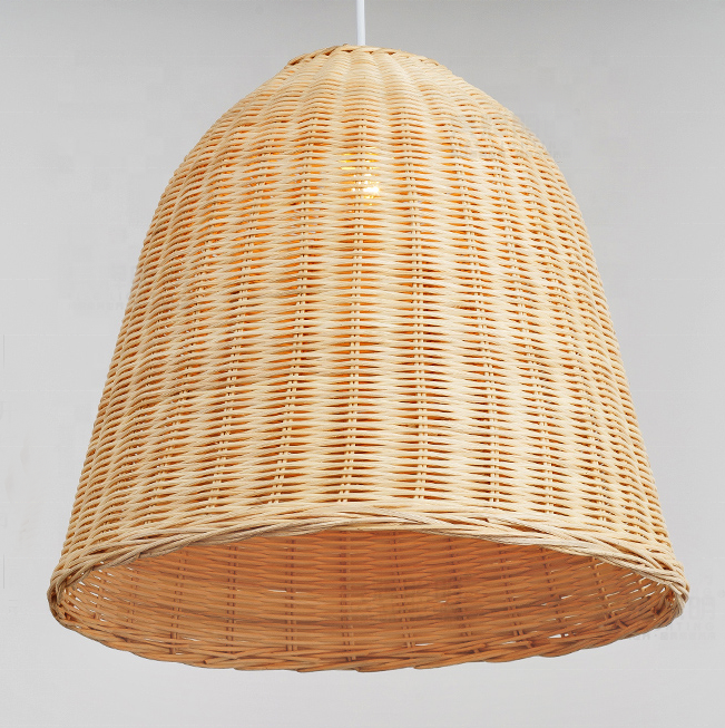 Nordic design hotselling bell rattan dinning room ceiling hanging lamp living room basket weave bamboo pendant light fixtures