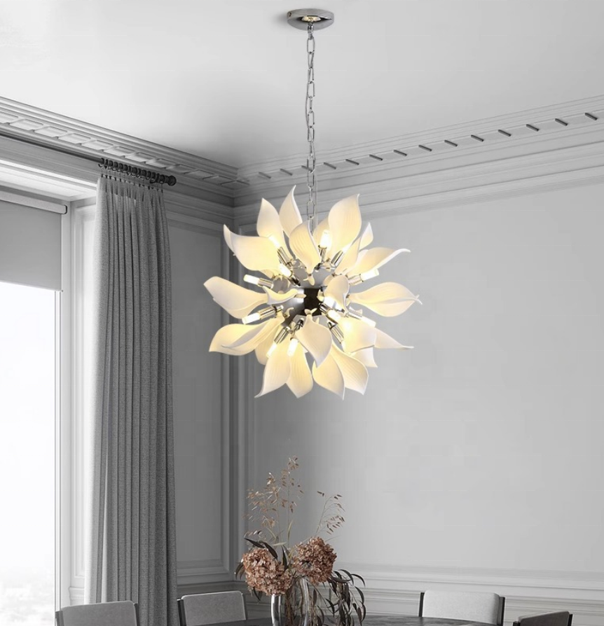 Post modern creative dining room flower chandelier lights  Nordic designer decoration dimming art pendant light