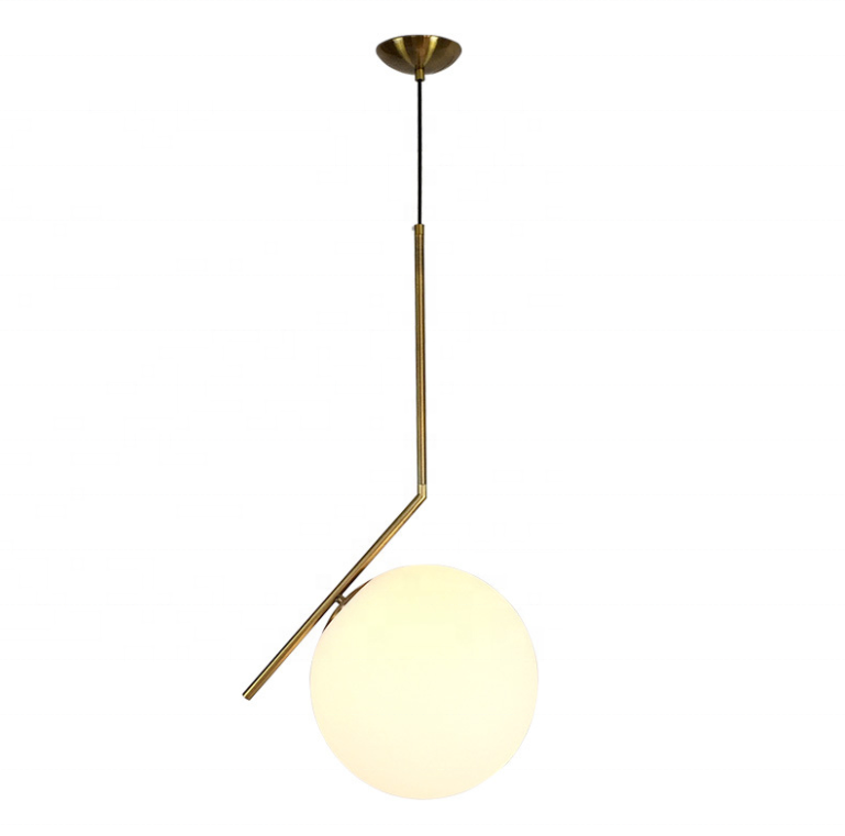 Antique indian hanging golden suspension lamp modern white 3D glass ball pendant lighting fixtures for home