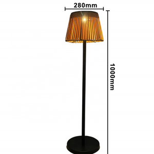 Modern rattan bamboo shade stand Lamp Led metal outdoor solar Standing Floor Lighting for garden