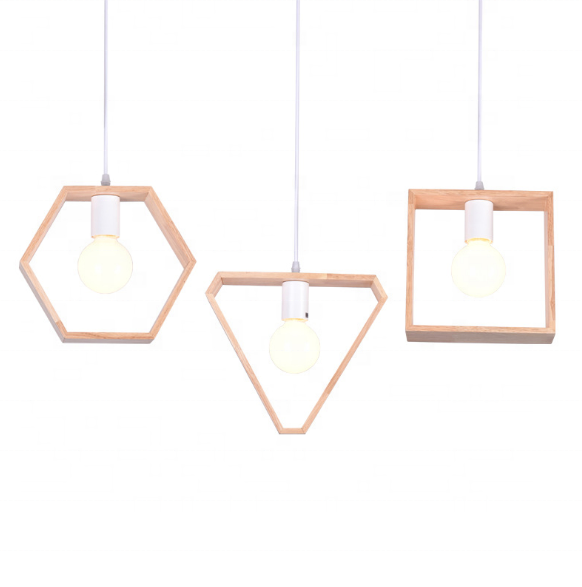 Wood geometric Chandelier Ceiling Hanging Lamp Shades Art Decorative Pendant lights Lighting Fixtures