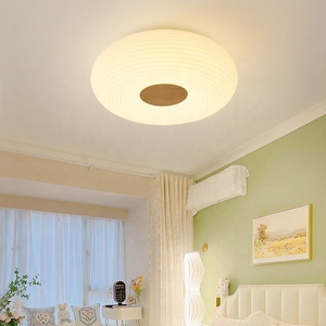 Decoration PE round led hanging ceiling lamp fixture indoor wooden decoration bedroom ceiling light