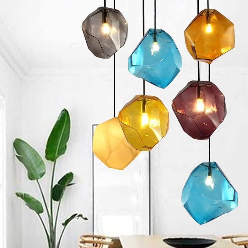 Modern Led Glass Pendant  lamp colorful Dining room home Hanging pendant Lighting Fixture