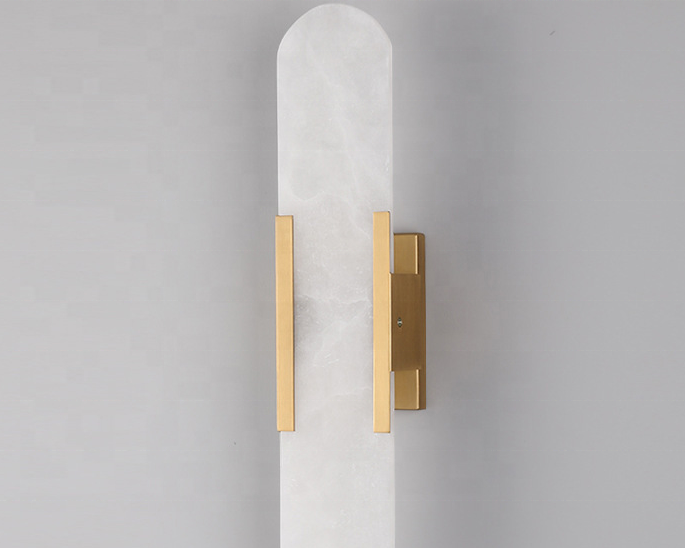 Modern Luxury Golden Marble Wall Sconce Lamp Bedroom Living  Room Home Decor Brass Rectangular LED Wall Light