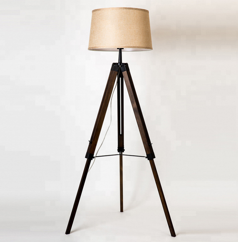 modern tripod industrial art deco fluorescent standing lighting with round lampshade E27 interior book reading floor lamp