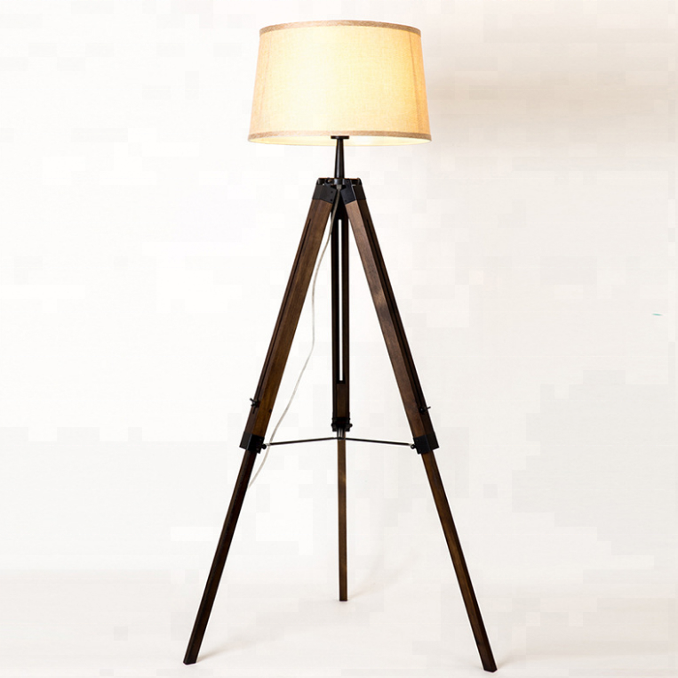 modern tripod industrial art deco fluorescent standing lighting with round lampshade E27 interior book reading floor lamp