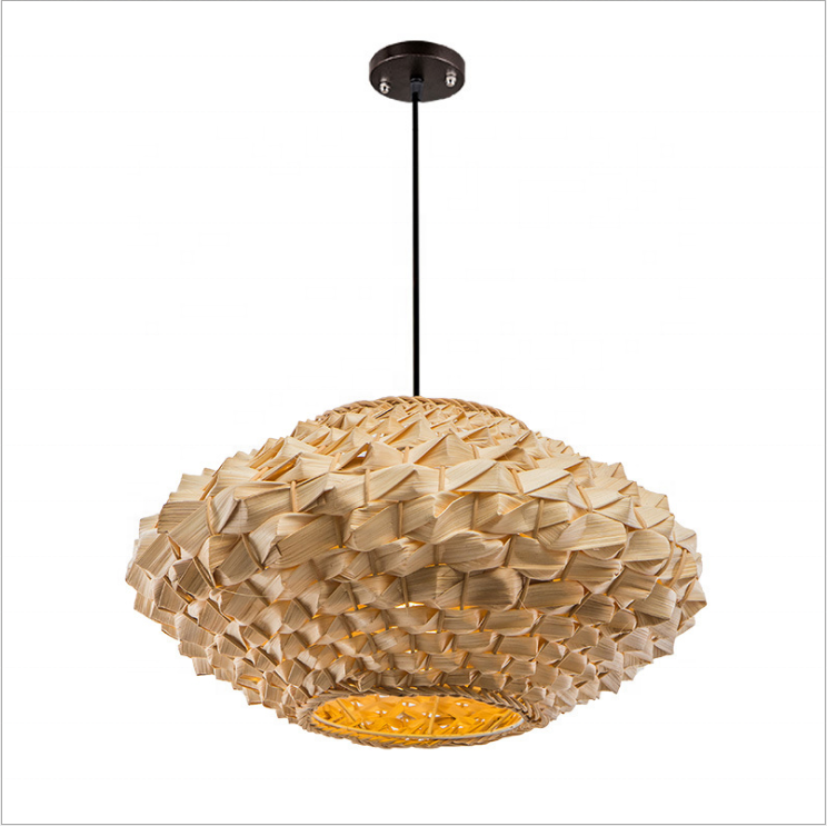 Contemporary pineapple Pendant Light bamboo rattan shades Hanging lighting Fixtures for living room