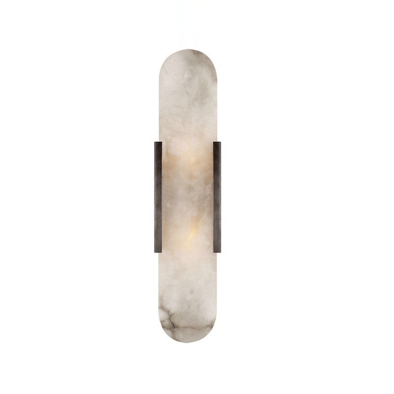 Modern Luxury Golden Marble Wall Sconce Lamp Bedroom Living  Room Home Decor Brass Rectangular LED Wall Light