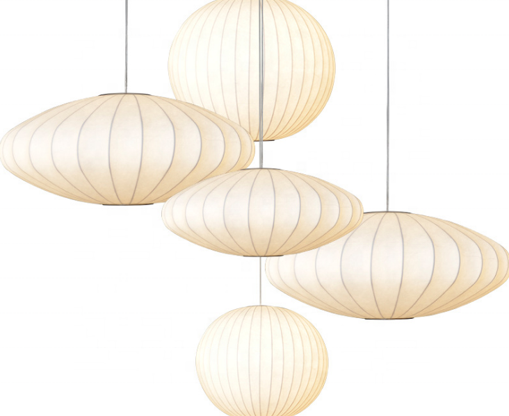 Modern Chandelier Classic home decor e27 pendant light Round ball silk fabric kitchen pendant light