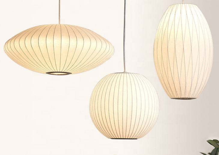 Modern Chandelier Classic home decor e27 pendant light Round ball silk fabric kitchen pendant light